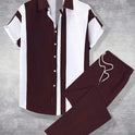 Casual Fashion Striped Short Sleeve Shirt Trousers Suit