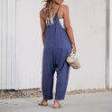 Summer New Casual Spaghetti Straps Knitted Jumpsuit Suspender Trousers