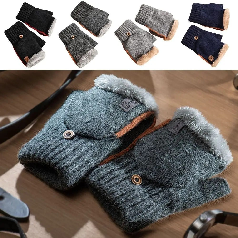 Warm Half Finger Flip Gloves