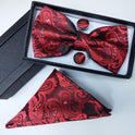 Paisley pattern bow tie dark blue black bow tie male British fashion cashew flower bow gift set