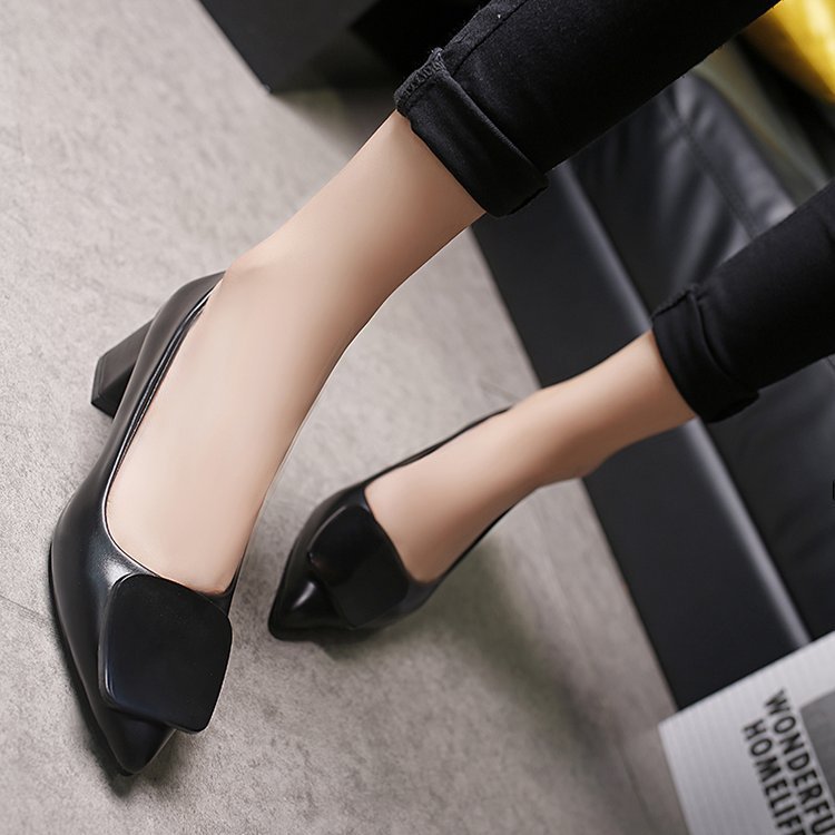 Women's Shoes Plus Size Pointed Toe Square Buckle High Heels