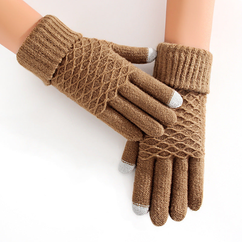 Female winter gloves touch screen five fingers