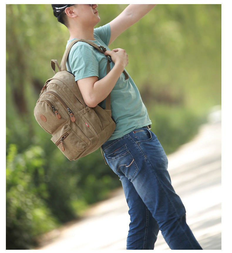 Casual Canvas Backpack Men's Large Capacity Bag