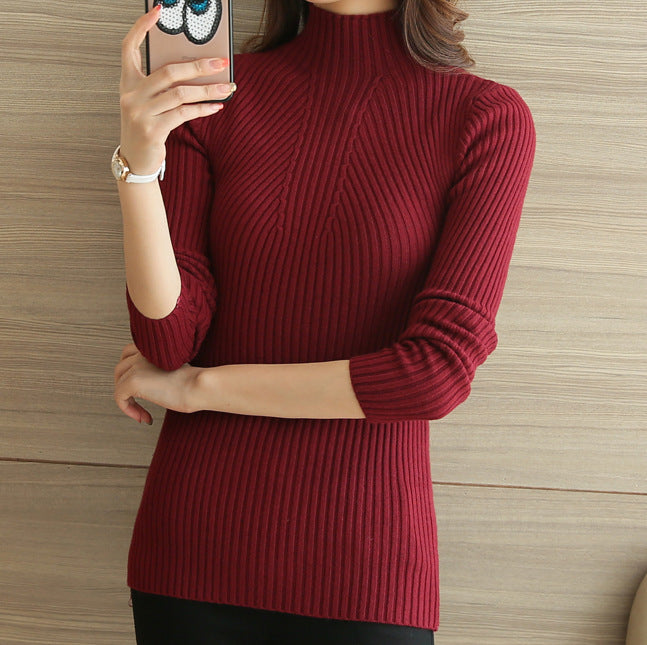 All-match slim tight-fitting sweater women