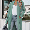 Solid Colour Long Cardigan Pocket Tweed Jacket