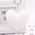 Heart-shaped Fur Ball Keychain Rex Rabbit Plush Car Pendant