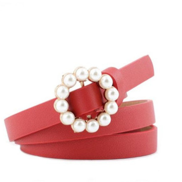 Faux leather pearl belt