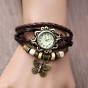 Cowhide winding bracelet watch