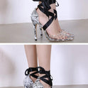 Studded Comfortable Lace Up Heel Sandals