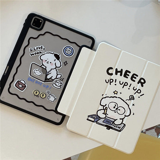 Repair Dog Cartoon Plate With Pen Slot Acrylic Soft Anti-fall Protective Cover