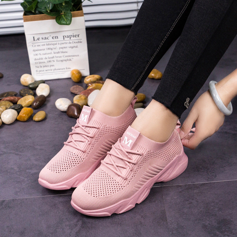 Women's flying knitted breathable mesh casual shoes