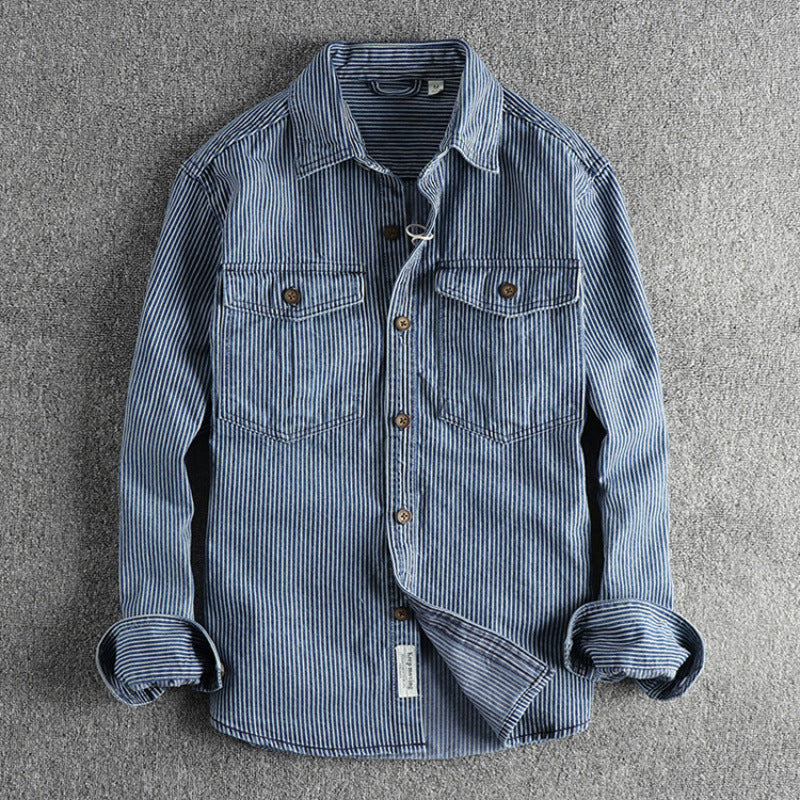 Washed Vintage Denim Shirt For Men