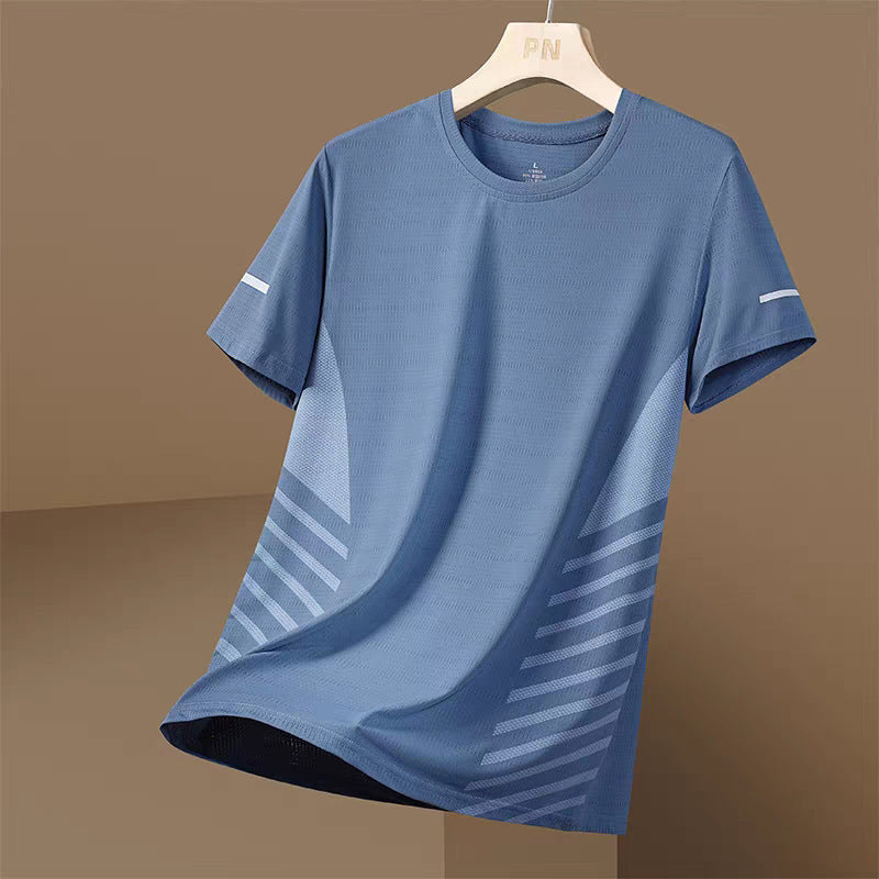 Ice Silk T-shirt Men's Round Neck Quick-drying Clothes Short Sleeve Thin Breathable