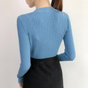 Low Round Neck Leaky Collarbone Knit Bottoming Shirt Slim Fit