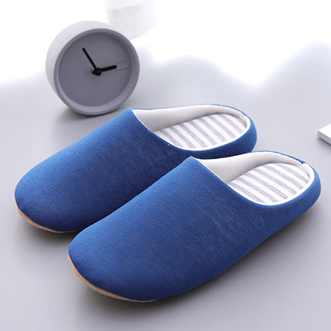 Quiet deerskin flannel soft wood stripe floor slippers