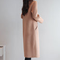 Solid Color Suit Collar Long-sleeved Woolen Coat