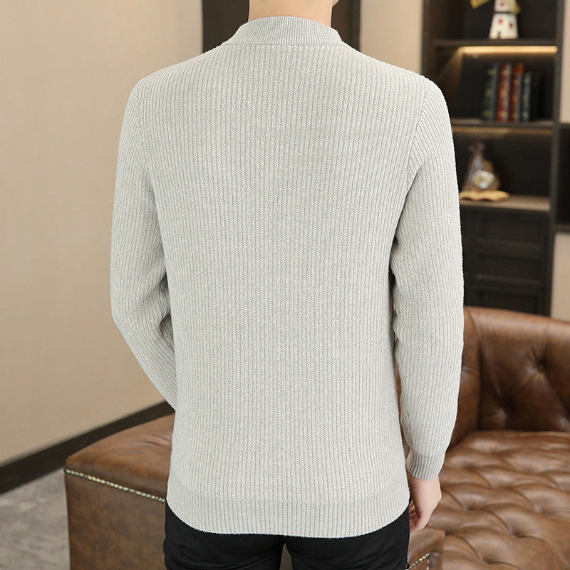 Autumn And Winter Thickened Warm Knitted Bottoming Sweater Men