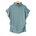 Turtleneck Top Bat Sleeve Short Sleeve T-shirt