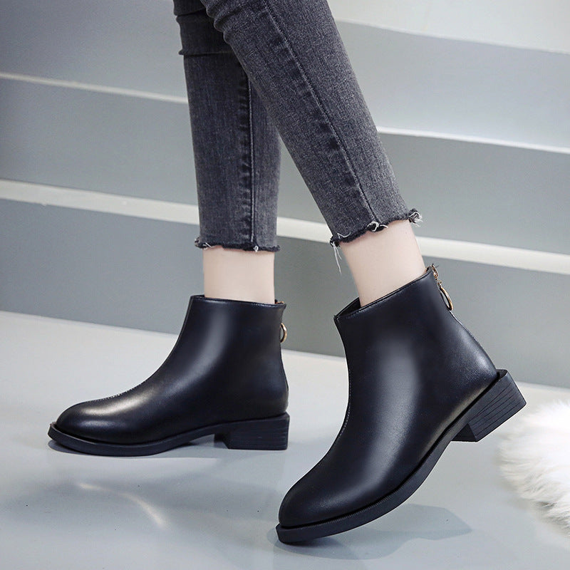 Korean style square heel round toe fashion boots