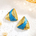 Drop Oil Triangle Striped Ear Studs Minority Fashion