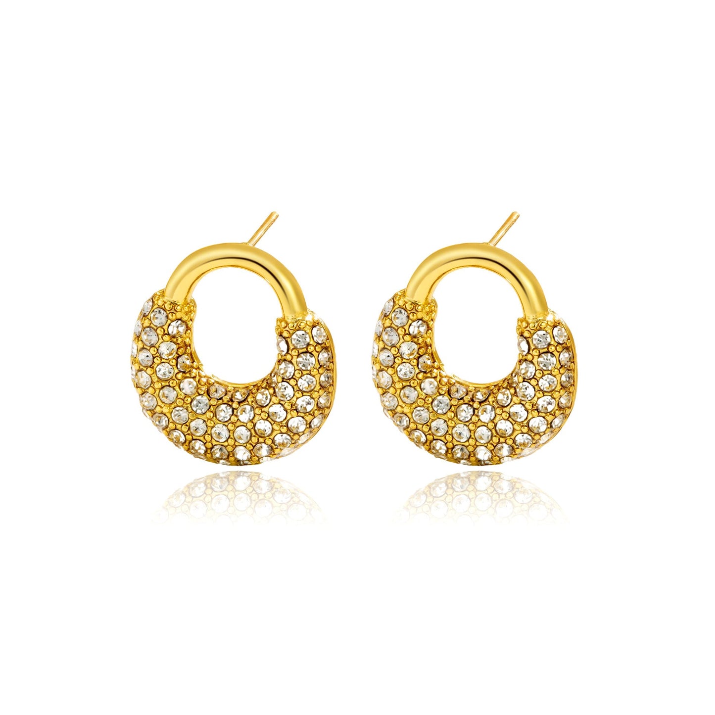 Fashion Shape Diamond-studded Design Titanium Steel Earrings