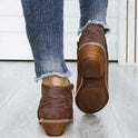 Round toe hand-woven belt single short boots