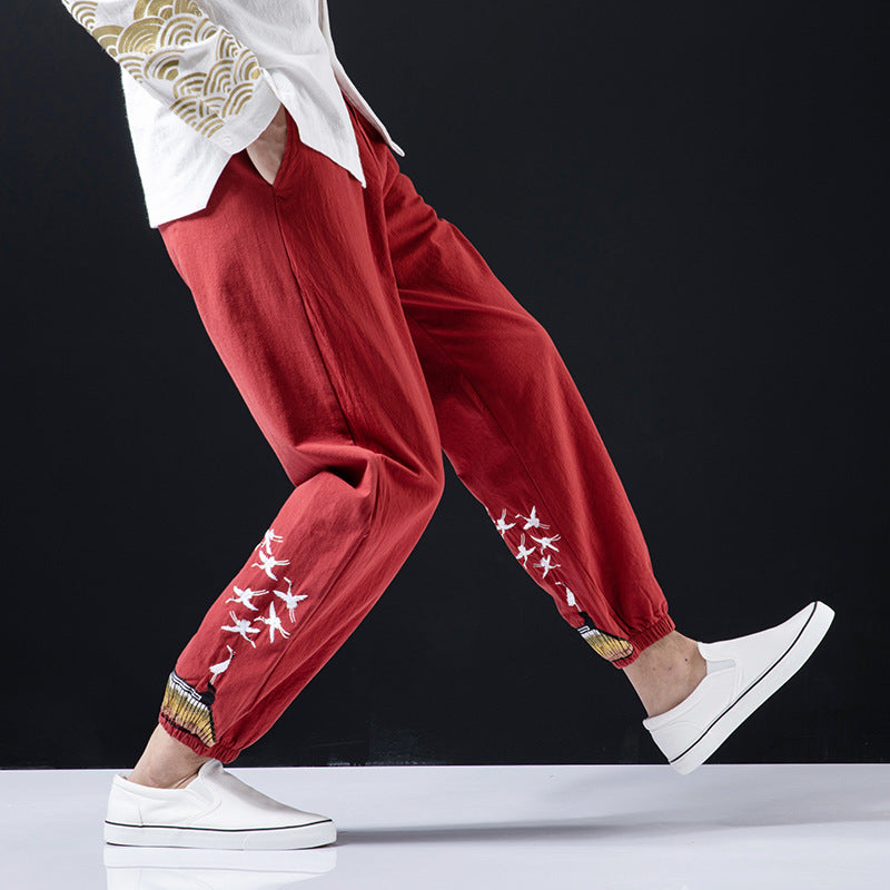 Chinese style men's plus size casual pants