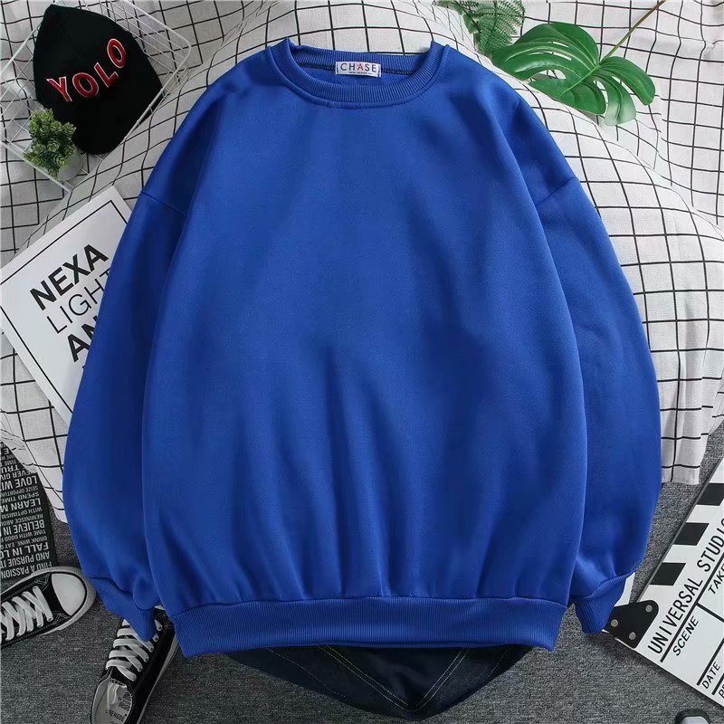 Plus Velvet Port Style Solid Color Sweater