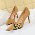 High heeled shoes with pointed Leopard Print