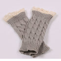 Women's Warm Lace Lengthened Knitted Half-finger Gloves