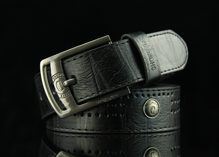 Men's Denim Casual Hollow Rivet Wide Belt