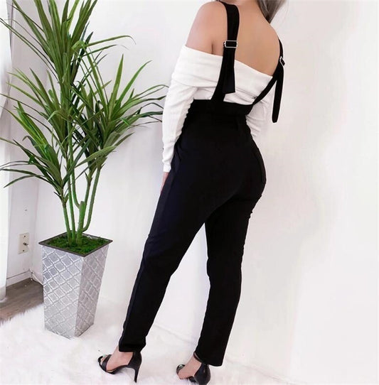 Fashion sexy slim casual suspender trousers