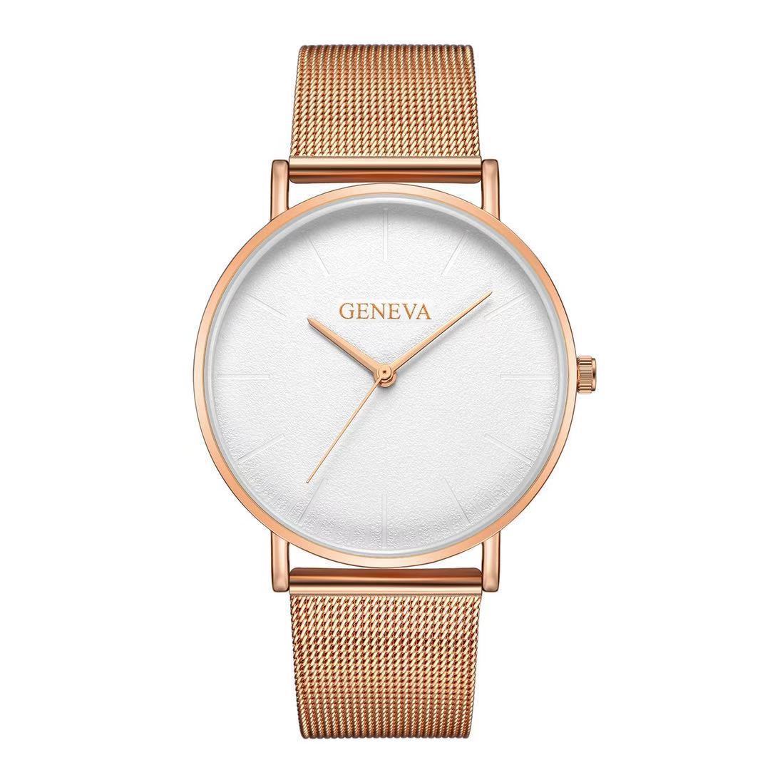 Geneva men's fashion steel mesh strap watch