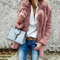 autumn and winter new style solid color long-sleeved lapel women's fluffy coat coat LG0050