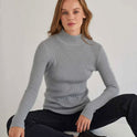 Women's Fashion Simple Pure Color Half Collar Sweater