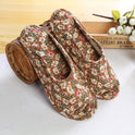 Women''s cotton quilted fabric soft bottom slippers