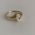 Heavy Industry Thickening Bolding 18K Gold Oval Zircon Ring