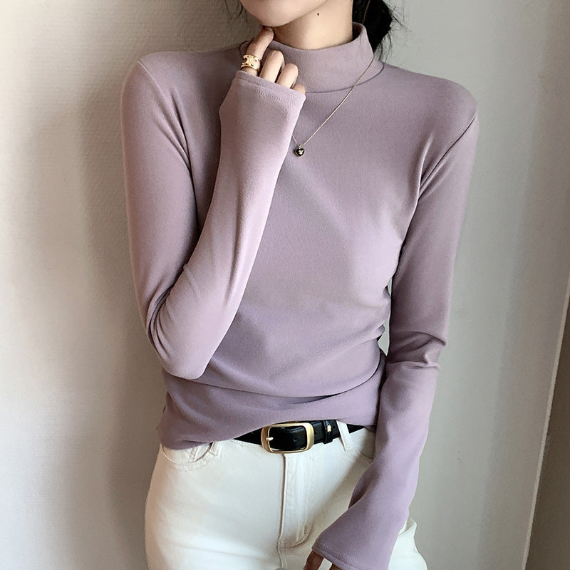 Half Turtleneck Double-sided Dralon Bottoming Shirt For Women Spring And Autumn