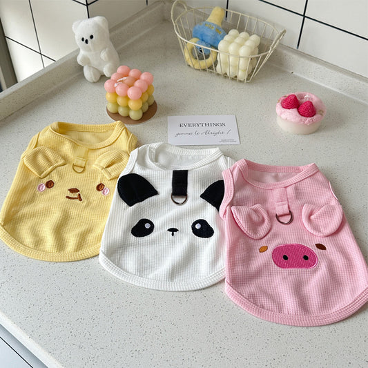 Spring And Summer New Dogcat Clothes Waffle Vest