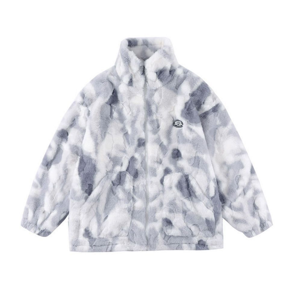 Tie-dyed Lamb Wool Coat High-quality Thick And Loose