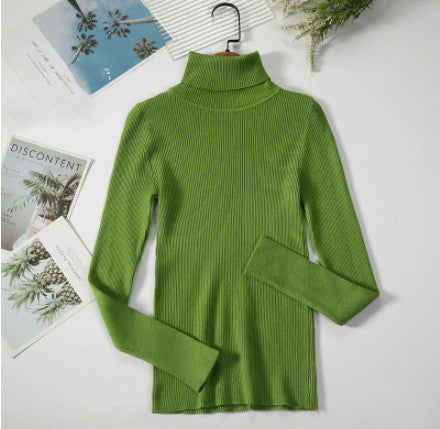 All-match Solid Color Slim Slimming Turtleneck High-neck Warm Long-