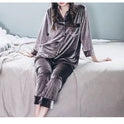 Couple Gold Velvet Long Sleeve Pajamas