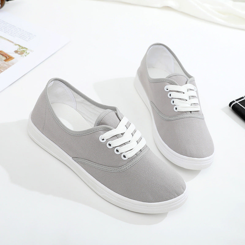 Lace-up canvas shoes wild Korean white student shoes