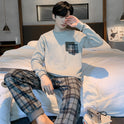 Men's Long Sleeve Cotton Simple Loose Plus Size Pajamas