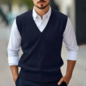 Men's Sleeveless Sweater Vest Casual Solid Color And V-neck