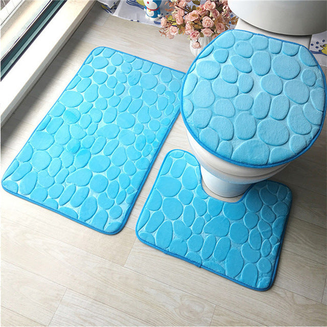 The bathroom toilet mat three-piece suit