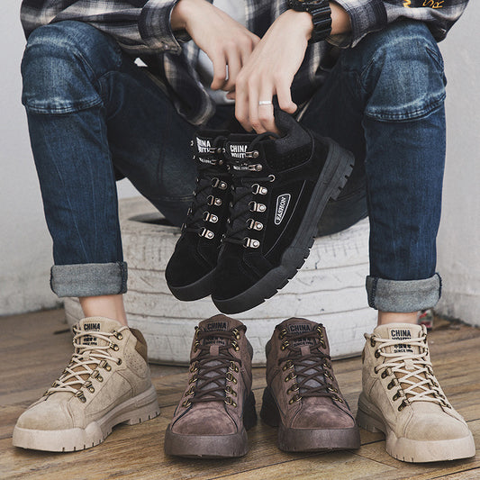 All-match British style mid-top high-top tooling boots