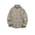 Plaid Long Sleeve Shirt Lapel Retro