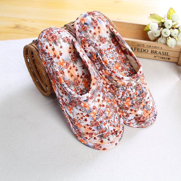 Women''s cotton quilted fabric soft bottom slippers