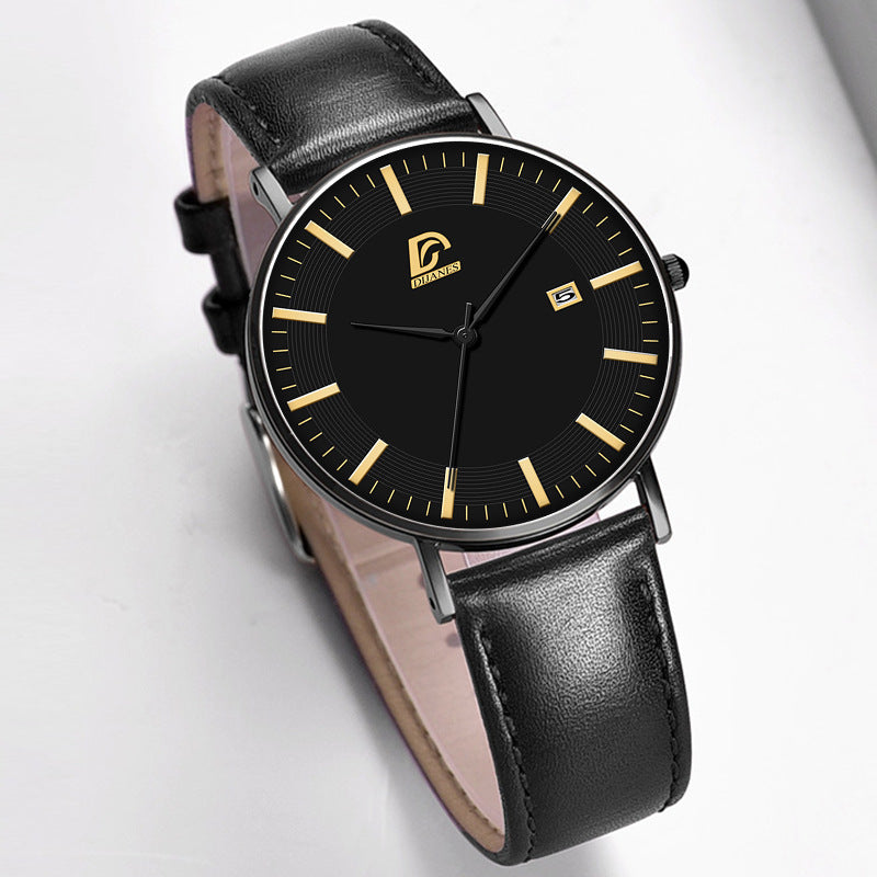 Calendar Quartz Men's Fashion Casual Belt Watch